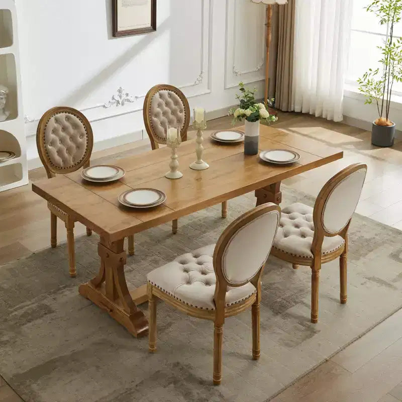 TUYOHW King Louis Chair Set of 2,Elegant Tufted Dining Chairs French Style for Home Decor,Sleek Side Chairs with Solid Rubberwood Legs