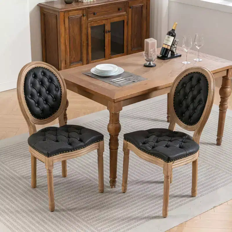 TUYOHW King Louis Chair Set of 2,Elegant Tufted Dining Chairs French Style for Home Decor,Sleek Side Chairs with Solid Rubberwood Legs