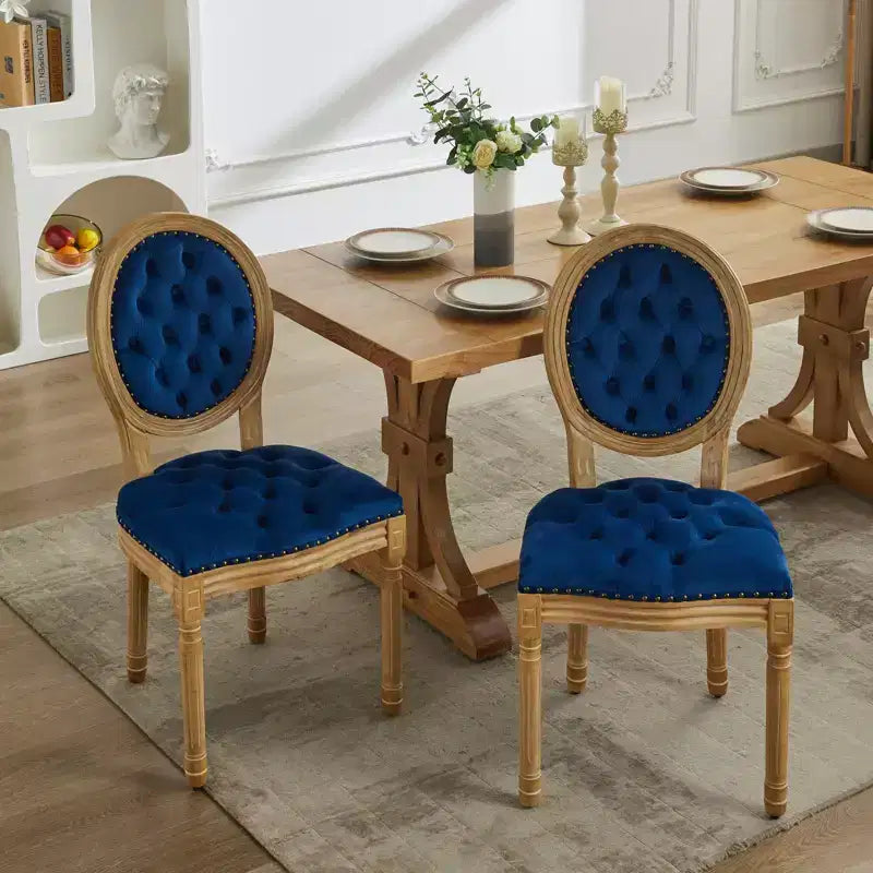 TUYOHW King Louis Chair Set of 2,Elegant Tufted Dining Chairs French Style for Home Decor,Sleek Side Chairs with Solid Rubberwood Legs