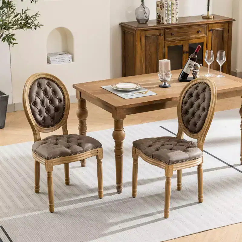 TUYOHW King Louis Chair Set of 2,Elegant Tufted Dining Chairs French Style for Home Decor,Sleek Side Chairs with Solid Rubberwood Legs