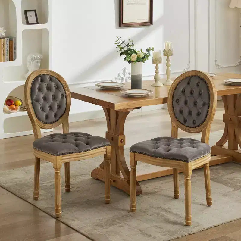TUYOHW King Louis Chair Set of 2,Elegant Tufted Dining Chairs French Style for Home Decor,Sleek Side Chairs with Solid Rubberwood Legs