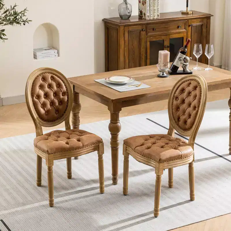 TUYOHW King Louis Chair Set of 2,Elegant Tufted Dining Chairs French Style for Home Decor,Sleek Side Chairs with Solid Rubberwood Legs