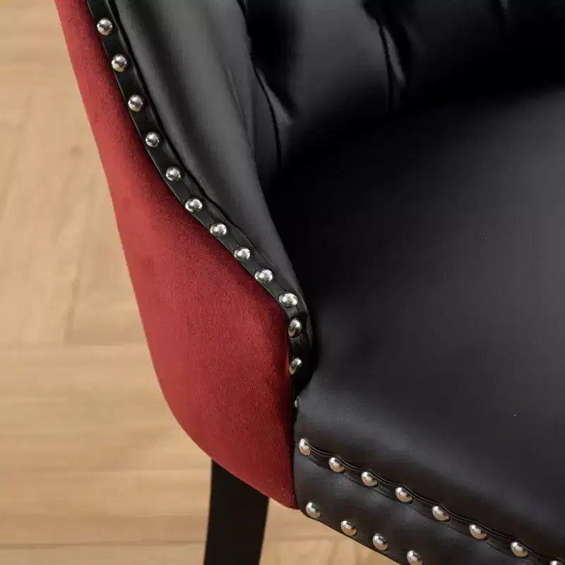 TUYOHW 2-Toned Tufted Dining Chairs Set of 2,Nailhead Trim Modern Side Chairs for Dining Room and Kitchen,PU&Velvet Upholstery,Home Decor