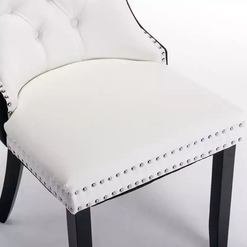 TUYOHW 2-Toned Tufted Dining Chairs Set of 2,Nailhead Trim Modern Side Chairs for Dining Room and Kitchen,PU&Velvet Upholstery,Home Decor
