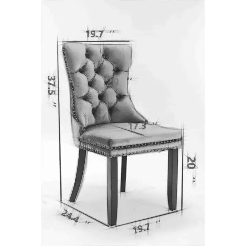 TUYOHW 2-Toned Tufted Dining Chairs Set of 2,Nailhead Trim Modern Side Chairs for Dining Room and Kitchen,PU&Velvet Upholstery,Home Decor