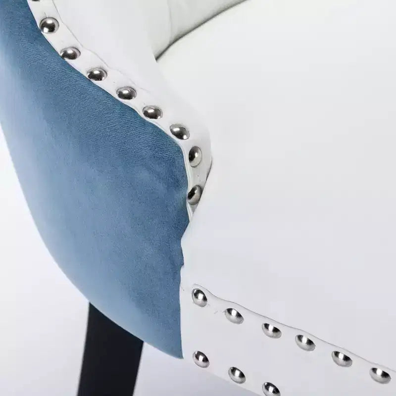 TUYOHW 2-Toned Tufted Dining Chairs Set of 2,Nailhead Trim Modern Side Chairs for Dining Room and Kitchen,PU&Velvet Upholstery,Home Decor