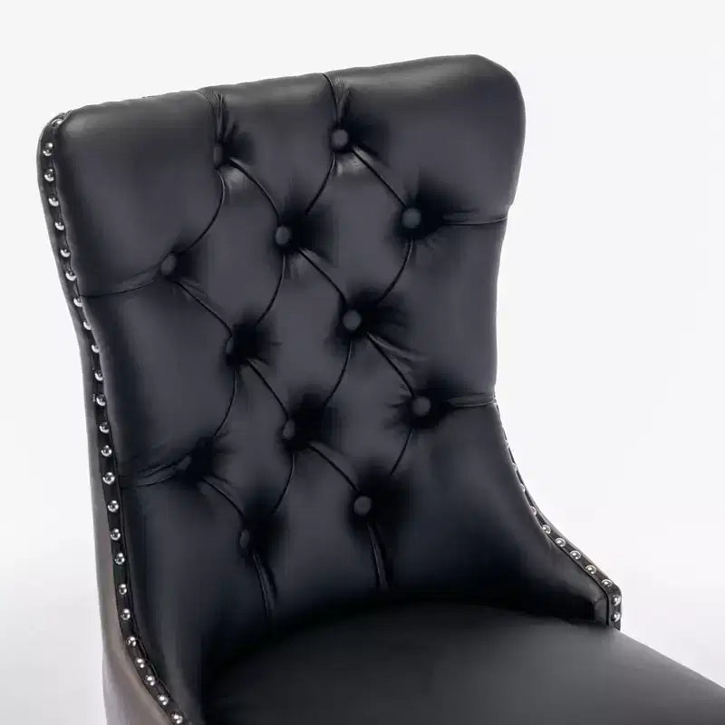 TUYOHW 2-Toned Tufted Dining Chairs Set of 2,Nailhead Trim Modern Side Chairs for Dining Room and Kitchen,PU&Velvet Upholstery,Home Decor