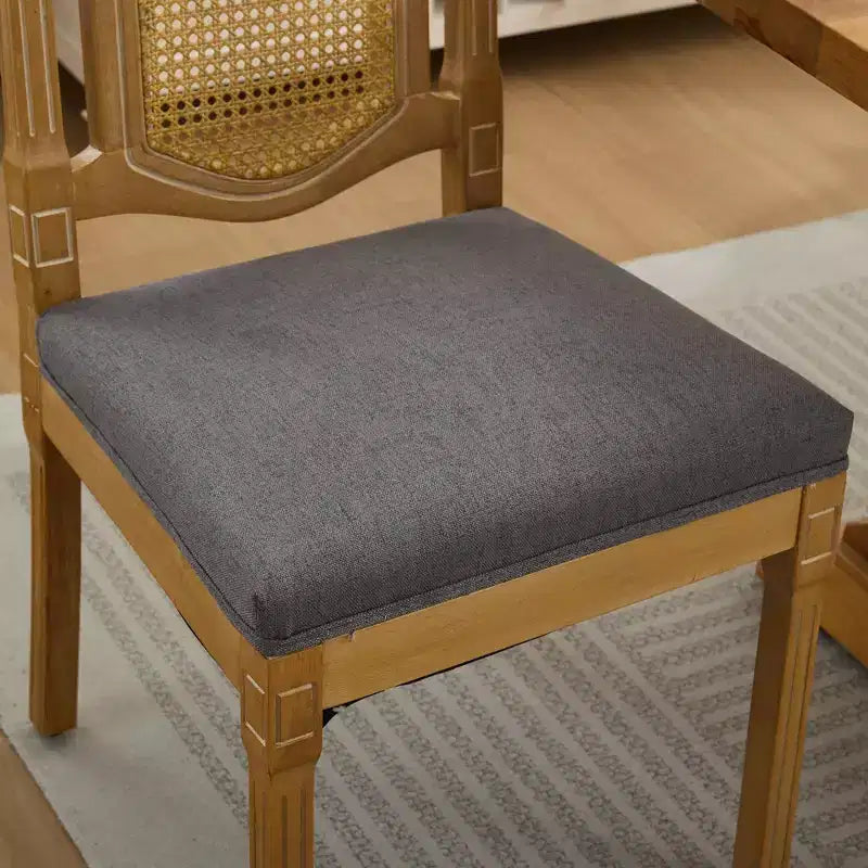 TUYOHW King Louis Chairs Set of 2,Rattan Back French Decor Side Chairs with Solid Rubberwood Legs,Soft Linen Upholstery,300lbs Capacity
