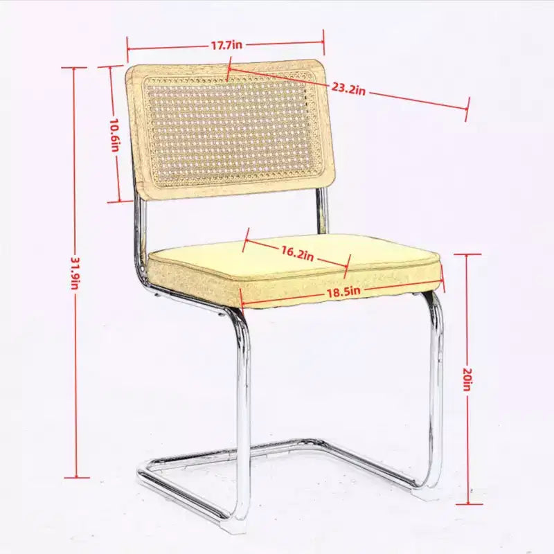 TUYOHW 2Pcs Modern Dining Chairs,Soft Linen Dining Room Chairs,Sturdy Side Chairs with Stainless Chrome Base & Rattan Back,360lbs Capacity