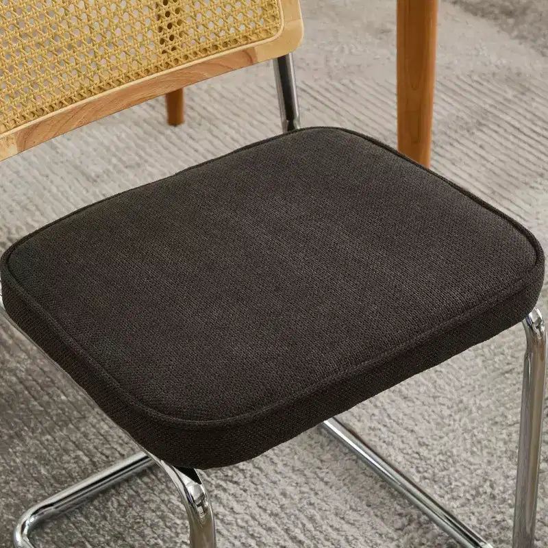 TUYOHW 2Pcs Modern Dining Chairs,Soft Linen Dining Room Chairs,Sturdy Side Chairs with Stainless Chrome Base & Rattan Back,360lbs Capacity