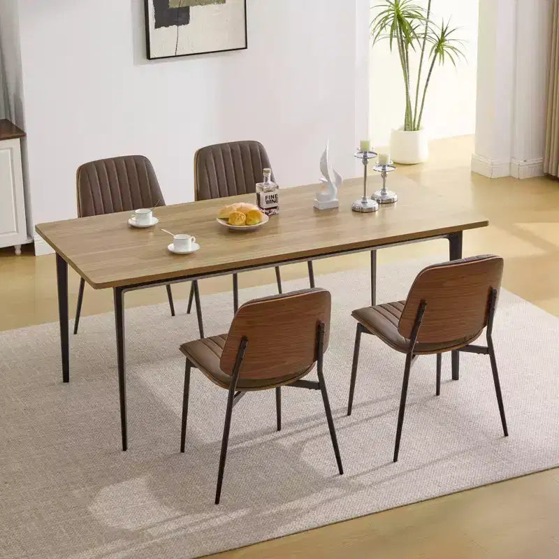 TUYOHW Modern Bentwood Dining Chairs,Set of 2,19H Ergonomic Side Chairs with Sturdy Metal Legs,Waterproof PU Leather/Soft Linen Dining Room Chairs