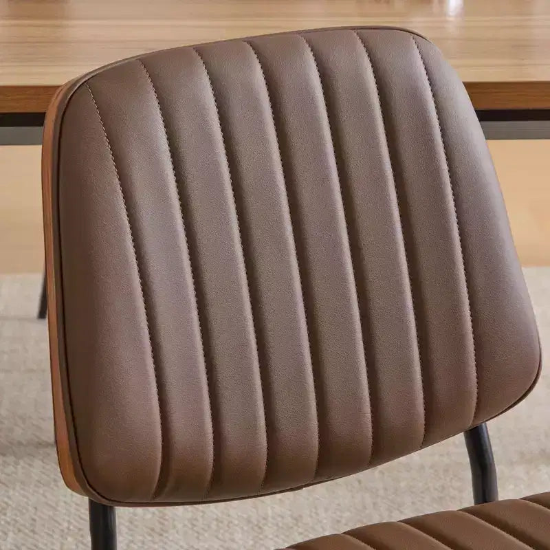 TUYOHW Modern Bentwood Dining Chairs,Set of 2,19H Ergonomic Side Chairs with Sturdy Metal Legs,Waterproof PU Leather/Soft Linen Dining Room Chairs