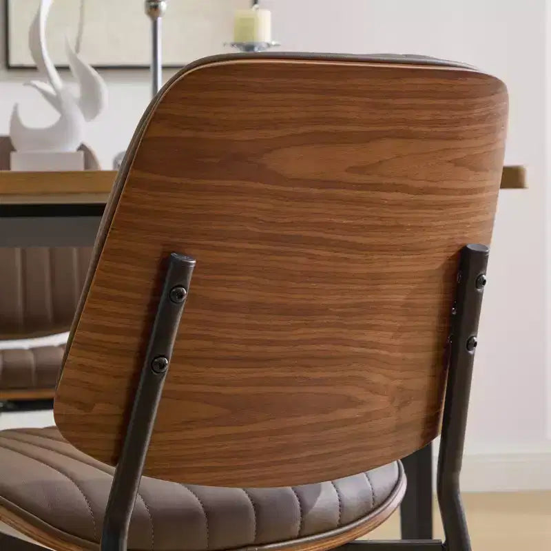 TUYOHW Modern Bentwood Dining Chairs,Set of 2,19H Ergonomic Side Chairs with Sturdy Metal Legs,Waterproof PU Leather/Soft Linen Dining Room Chairs