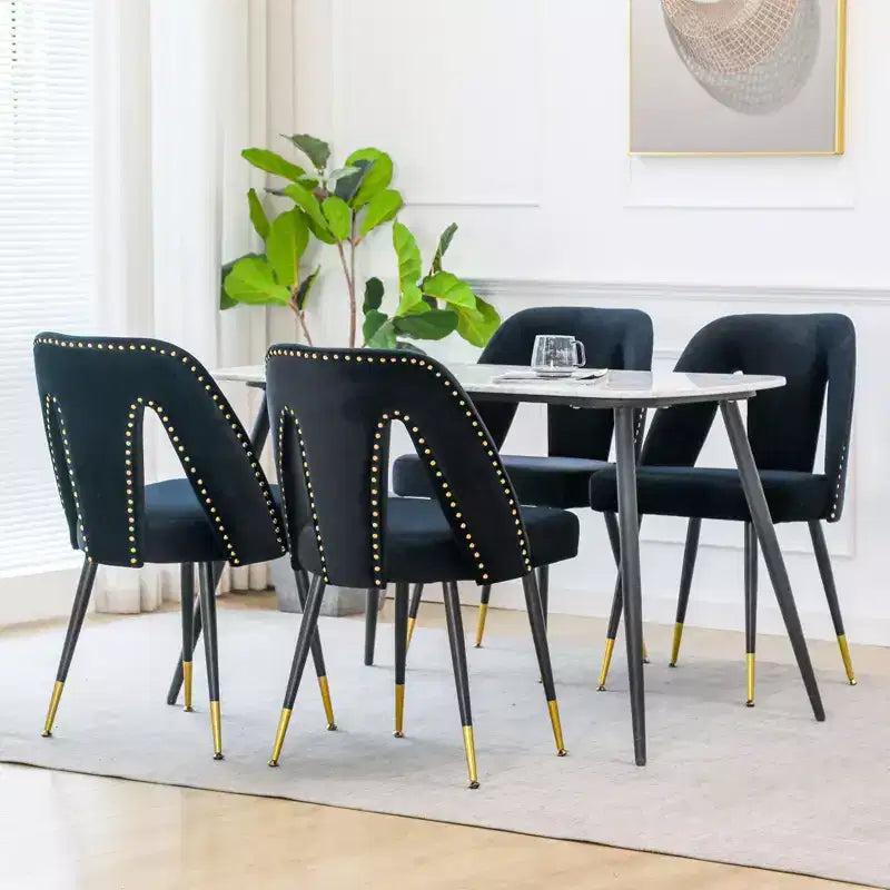 TUYOHW Contemporary Dining Chairs Set of 2,Sleek Dining Room Side Chairs,Chic Accent Chairs with Nailhead Trim Back for Kitchen,Home Decor