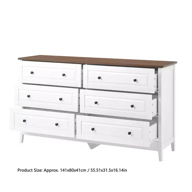 AEELLEEA Chest of Drawers 6 Drawer Organizer Storage Chest Cabinet for Bedroom Living Room Hallway Entryway White