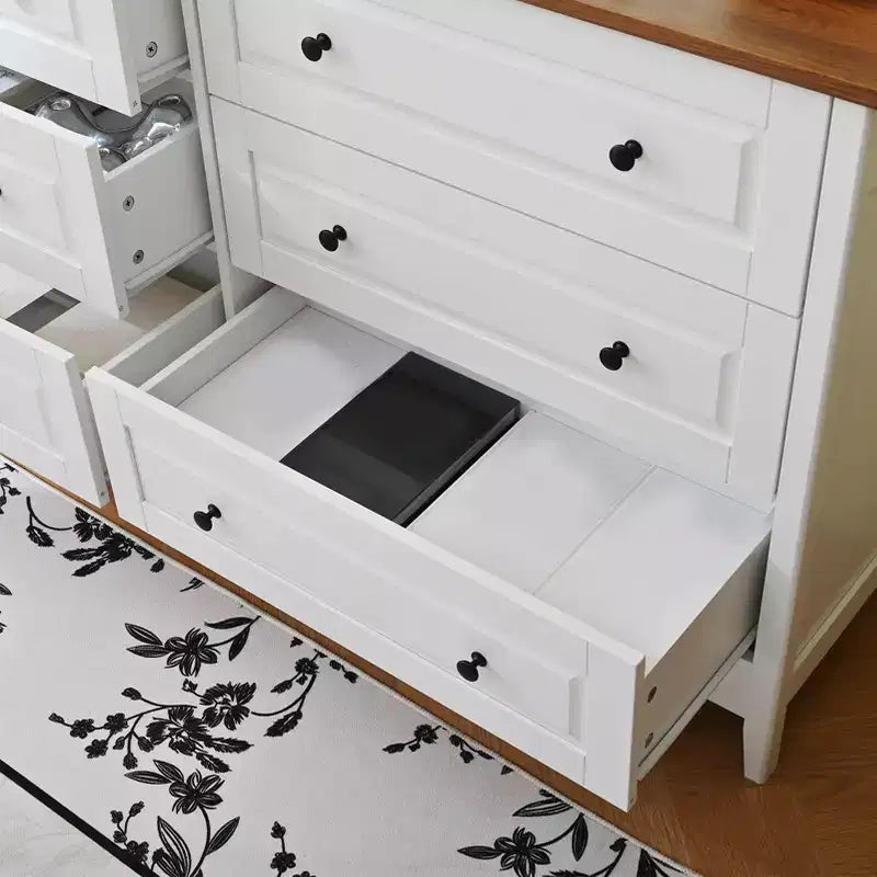 AEELLEEA Chest of Drawers 6 Drawer Organizer Storage Chest Cabinet for Bedroom Living Room Hallway Entryway White