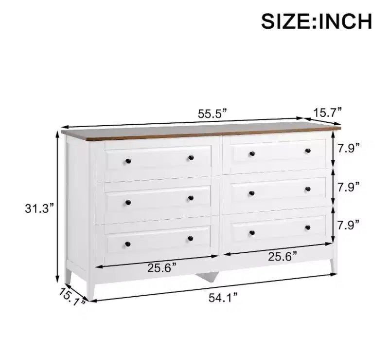 AEELLEEA Chest of Drawers 6 Drawer Organizer Storage Chest Cabinet for Bedroom Living Room Hallway Entryway White