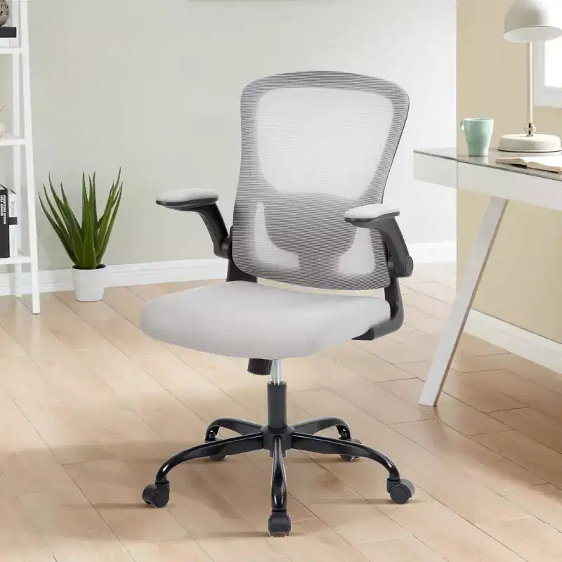 Mesh Office Chair with Adjustable Lumbar Support, -Up Armrest Rolling Work Chair, Comfy Computer Chair Gray