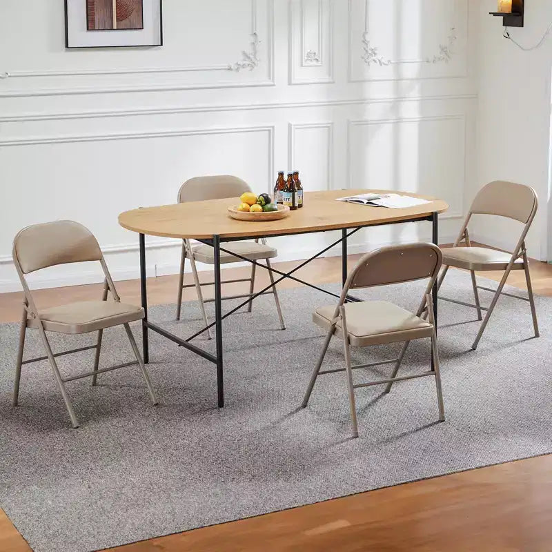 TUYOHW 18 Foldable Dining Chairs Set of 2/4,Waterproof Leather Side Chairs for Kitchen and Dining Room,Sturdy Metal Legs with 350lbs Capacity