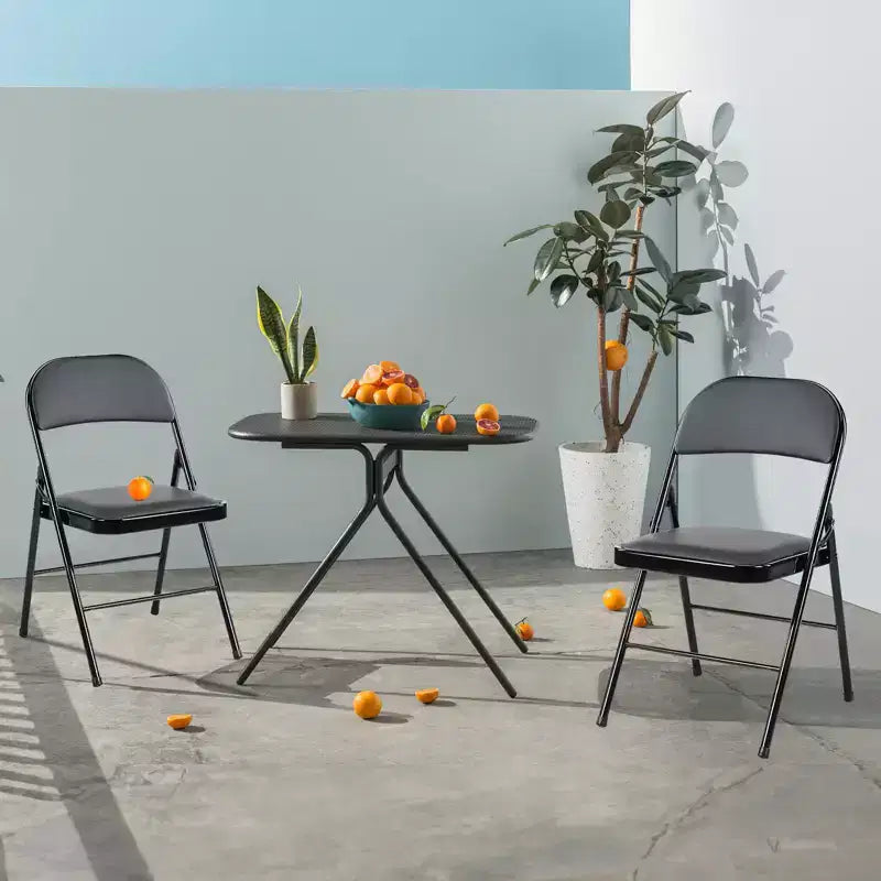 TUYOHW 18 Foldable Dining Chairs Set of 2/4,Waterproof Leather Side Chairs for Kitchen and Dining Room,Sturdy Metal Legs with 350lbs Capacity