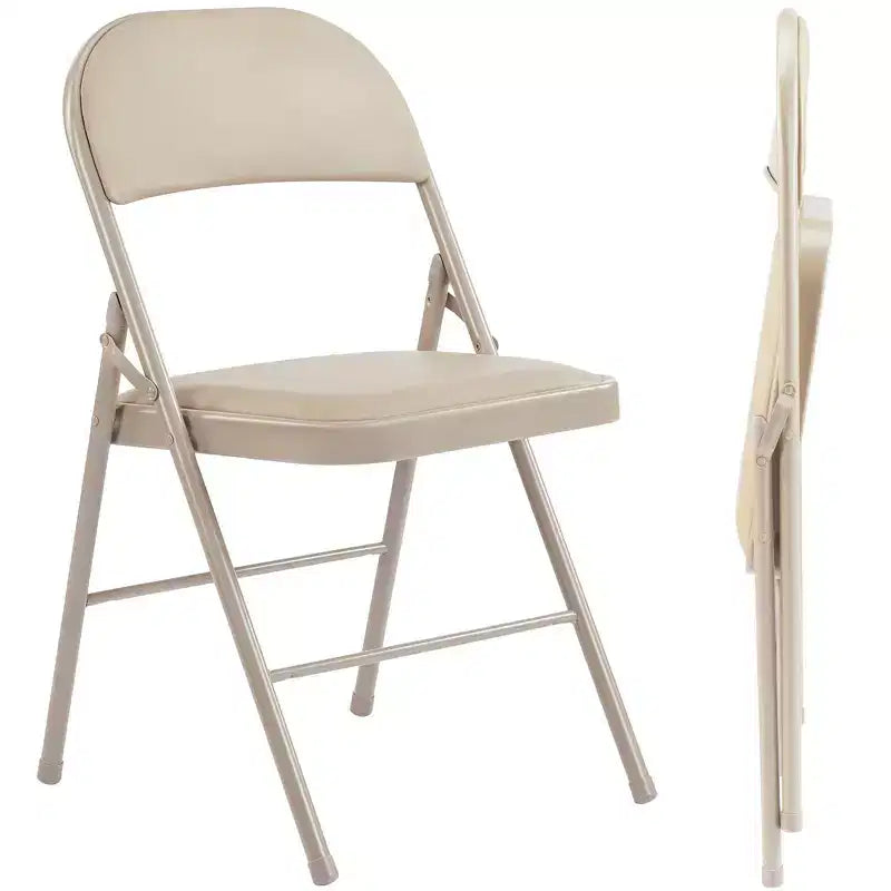 TUYOHW 18 Foldable Dining Chairs Set of 2/4,Waterproof Leather Side Chairs for Kitchen and Dining Room,Sturdy Metal Legs with 350lbs Capacity