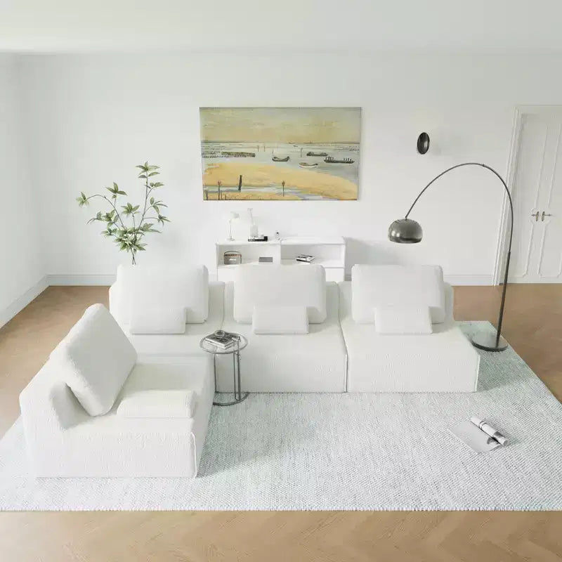 GDFStudio Brin 157.48'' Modern Modular Compressed Boucle 4-Seater Sectional Sofa