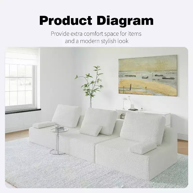 GDFStudio Brin 157.48'' Modern Modular Compressed Boucle 4-Seater Sectional Sofa