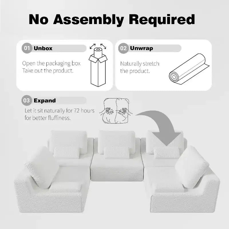 GDFStudio Brin 157.48'' Modern Modular Compressed Boucle 4-Seater Sectional Sofa