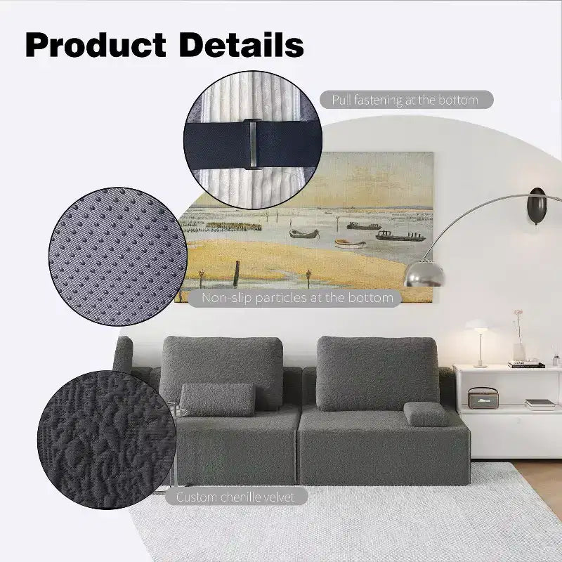 GDFStudio Brin 157.48'' Modern Modular Compressed Boucle 4-Seater Sectional Sofa