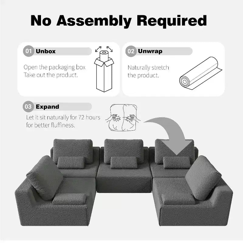 GDFStudio Brin 157.48'' Modern Modular Compressed Boucle 4-Seater Sectional Sofa