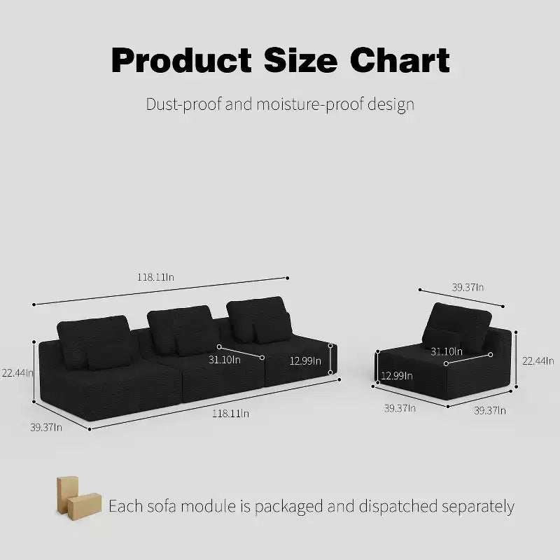 GDFStudio Brin 157.48'' Modern Modular Compressed Boucle 4-Seater Sectional Sofa