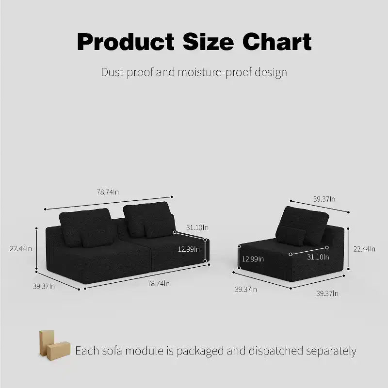 GDFStudio Brin 157.48'' Modern Modular Compressed Boucle 4-Seater Sectional Sofa
