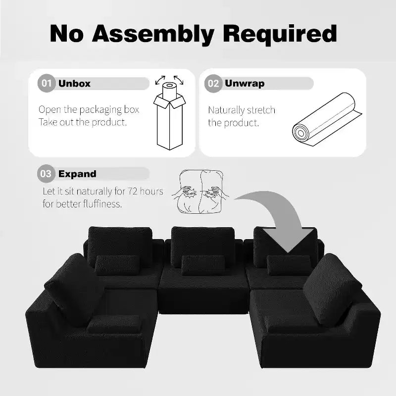 GDFStudio Brin 157.48'' Modern Modular Compressed Boucle 4-Seater Sectional Sofa