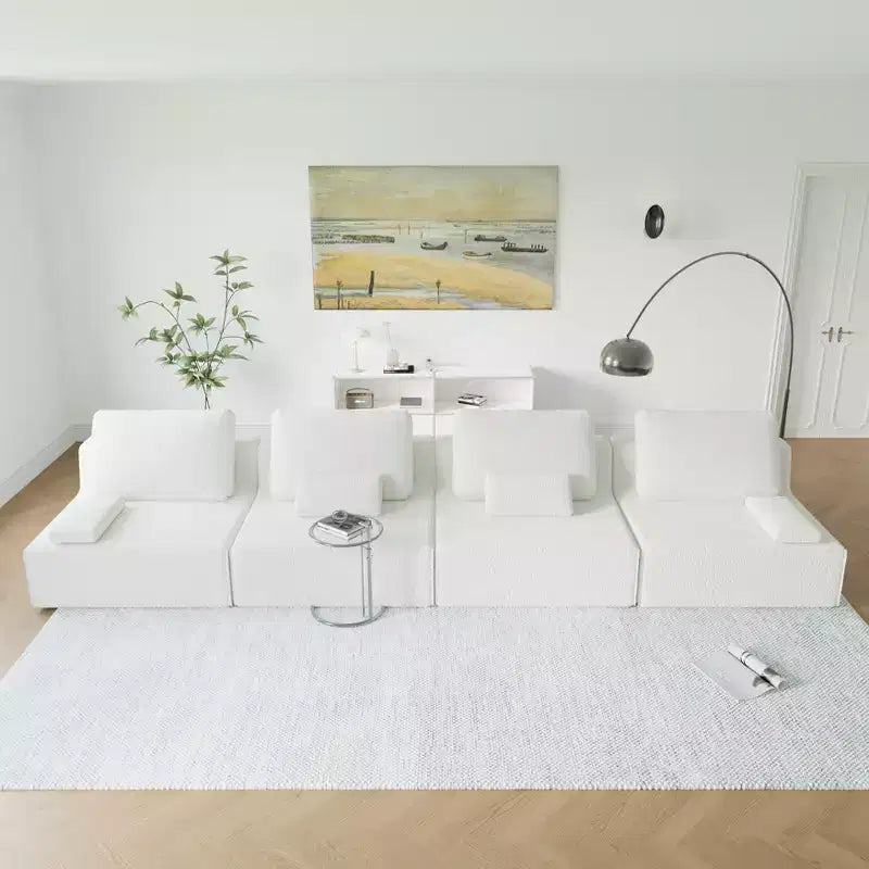 GDFStudio Brin 157.48'' Modern Modular Compressed Boucle 4-Seater Sectional Sofa