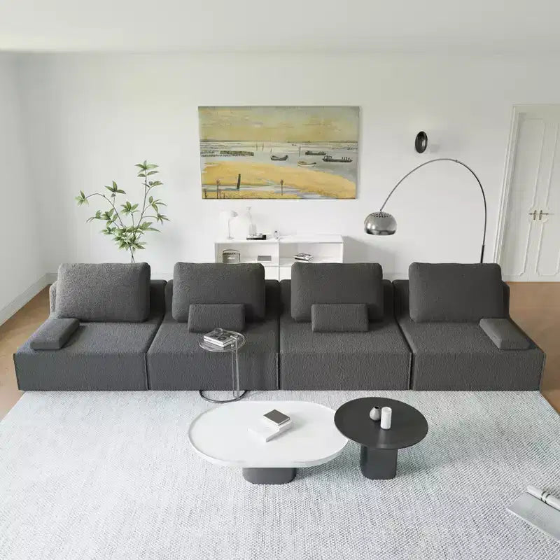 GDFStudio Brin 157.48'' Modern Modular Compressed Boucle 4-Seater Sectional Sofa