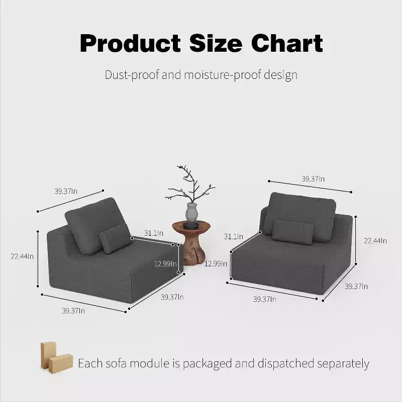 GDFStudio Cova 78.74'' Modern Modular Compressed Boucle 2-Seater Sectional Sofa