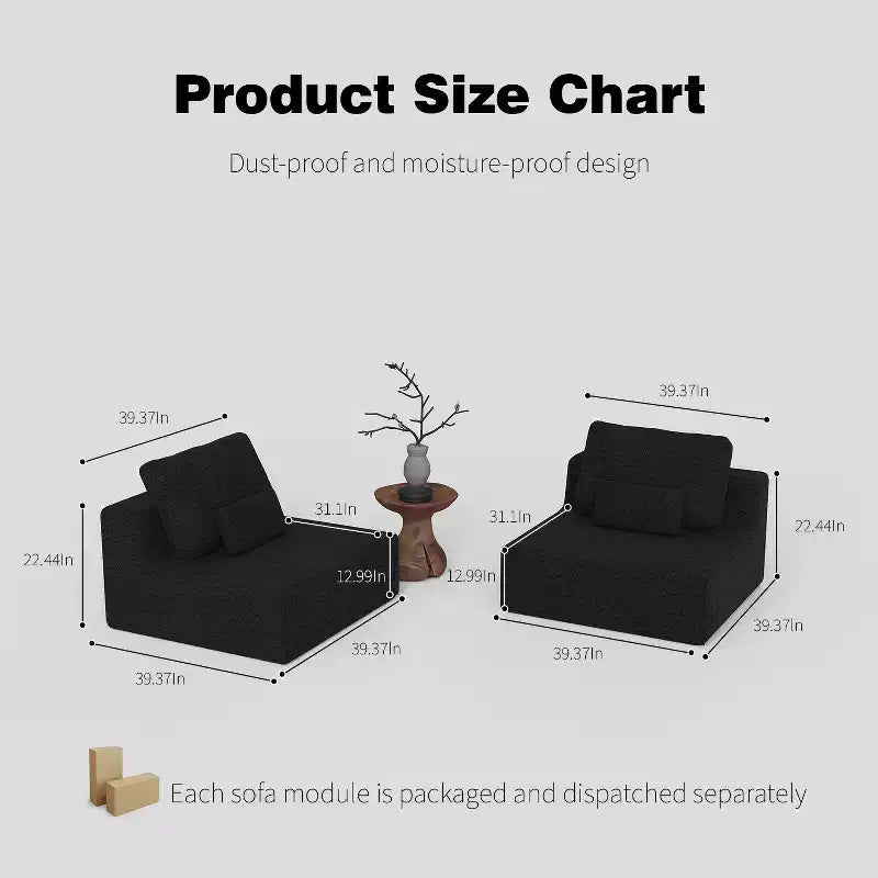 GDFStudio Cova 78.74'' Modern Modular Compressed Boucle 2-Seater Sectional Sofa