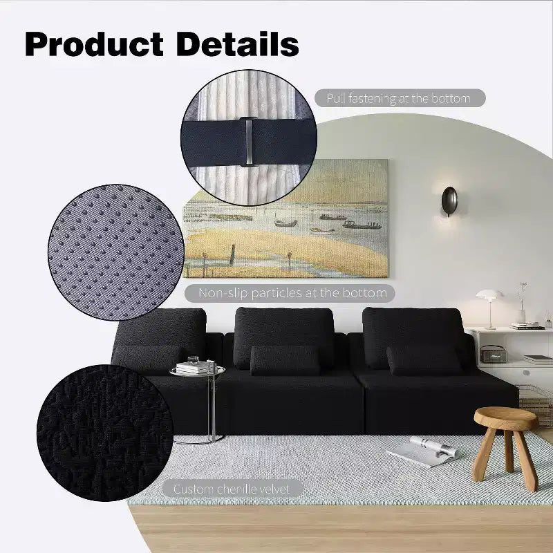 GDFStudio Cova 78.74'' Modern Modular Compressed Boucle 2-Seater Sectional Sofa