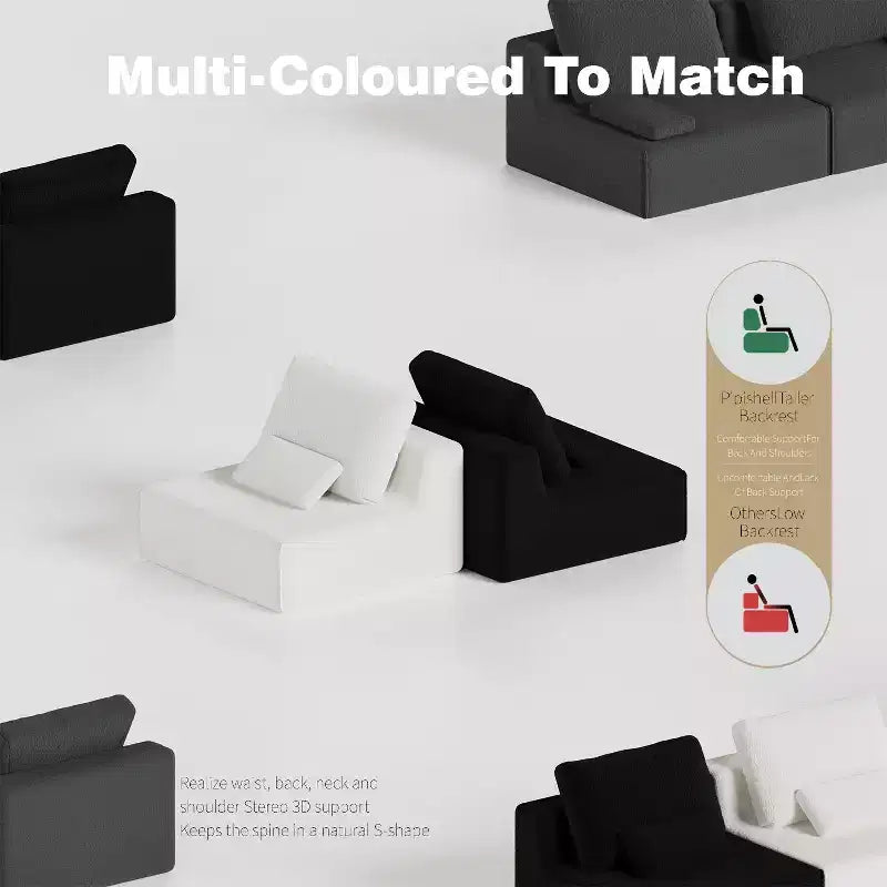 GDFStudio Cova 78.74'' Modern Modular Compressed Boucle 2-Seater Sectional Sofa