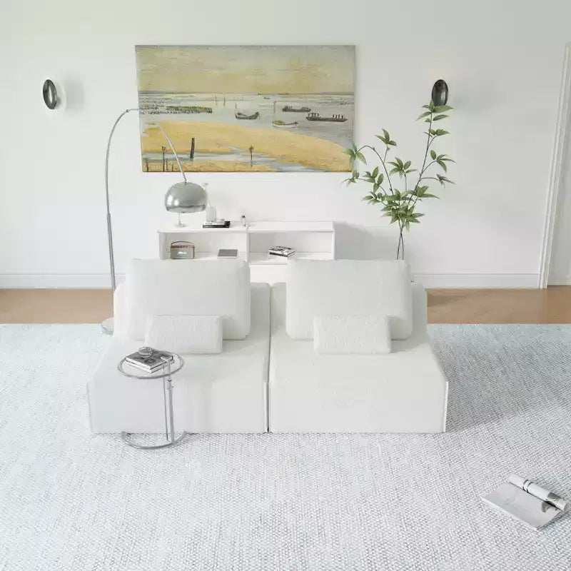 GDFStudio Cova 78.74'' Modern Modular Compressed Boucle 2-Seater Sectional Sofa