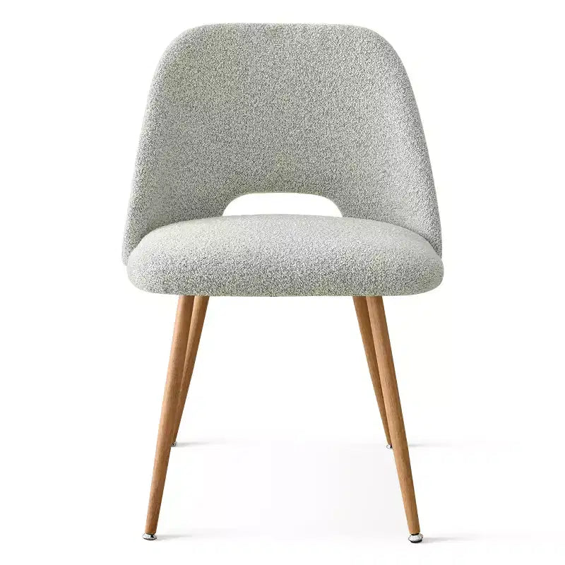 Boucl Upholstered Dining Chairs Set of 2, Modern Comfortable Kitchen Chairs with Curved Backrest and Metal Legs - Panipeachy