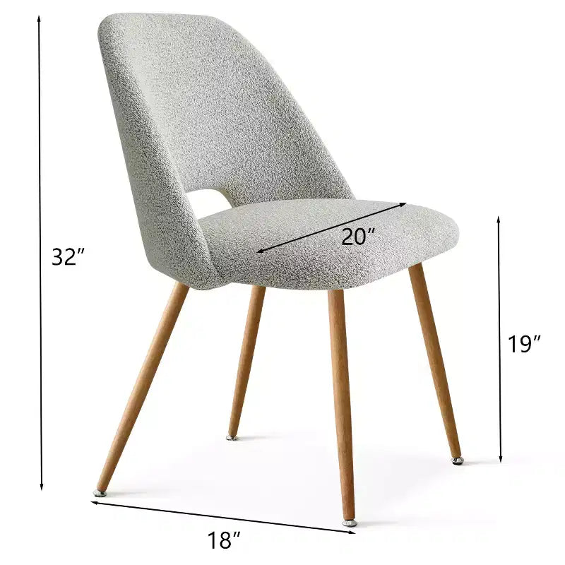 Boucl Upholstered Dining Chairs Set of 2, Modern Comfortable Kitchen Chairs with Curved Backrest and Metal Legs - Panipeachy