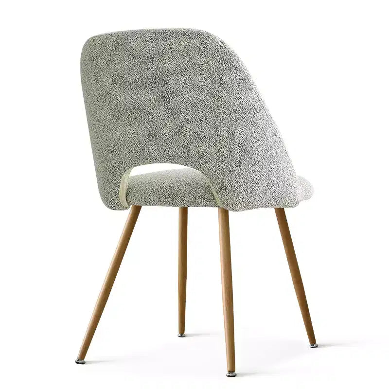 Boucl Upholstered Dining Chairs Set of 2, Modern Comfortable Kitchen Chairs with Curved Backrest and Metal Legs - Panipeachy