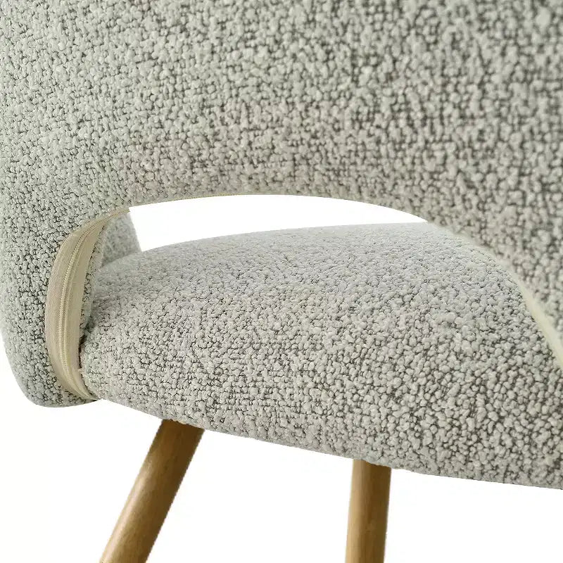 Boucl Upholstered Dining Chairs Set of 2, Modern Comfortable Kitchen Chairs with Curved Backrest and Metal Legs - Panipeachy