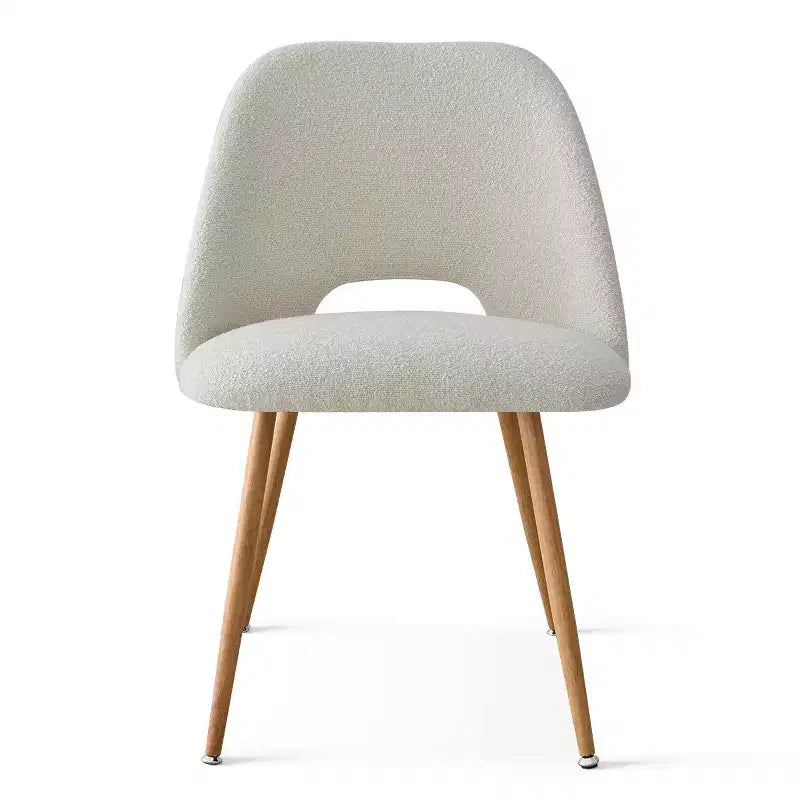 Boucl Upholstered Dining Chairs Set of 2, Modern Comfortable Kitchen Chairs with Curved Backrest and Metal Legs - Panipeachy