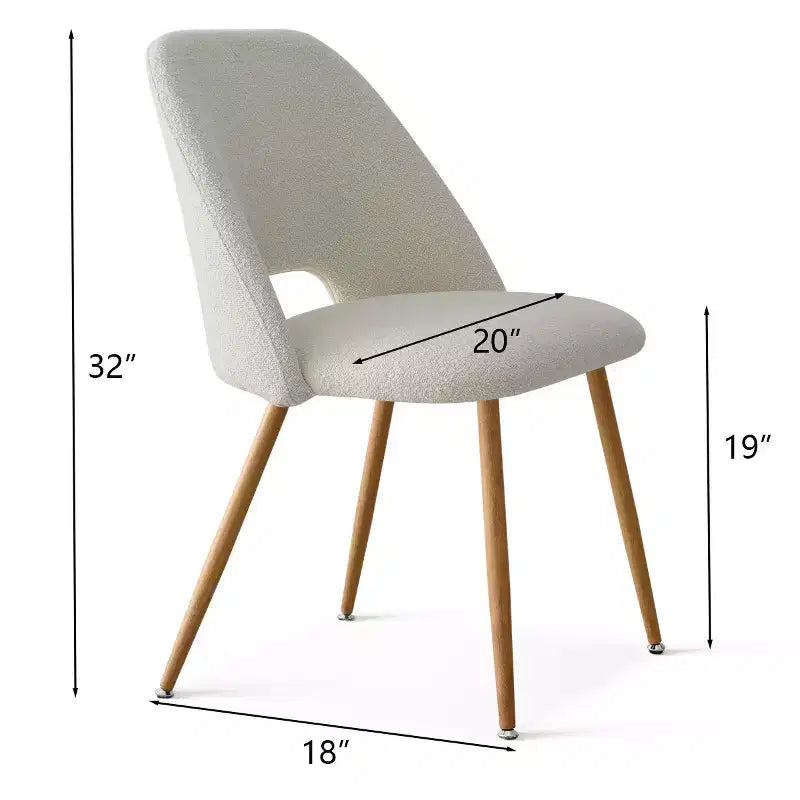 Boucl Upholstered Dining Chairs Set of 2, Modern Comfortable Kitchen Chairs with Curved Backrest and Metal Legs - Panipeachy