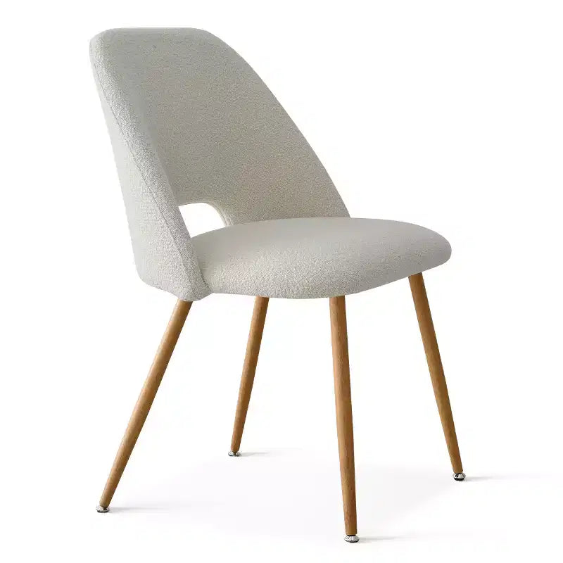 Boucl Upholstered Dining Chairs Set of 2, Modern Comfortable Kitchen Chairs with Curved Backrest and Metal Legs - Panipeachy
