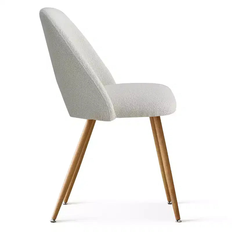 Boucl Upholstered Dining Chairs Set of 2, Modern Comfortable Kitchen Chairs with Curved Backrest and Metal Legs - Panipeachy