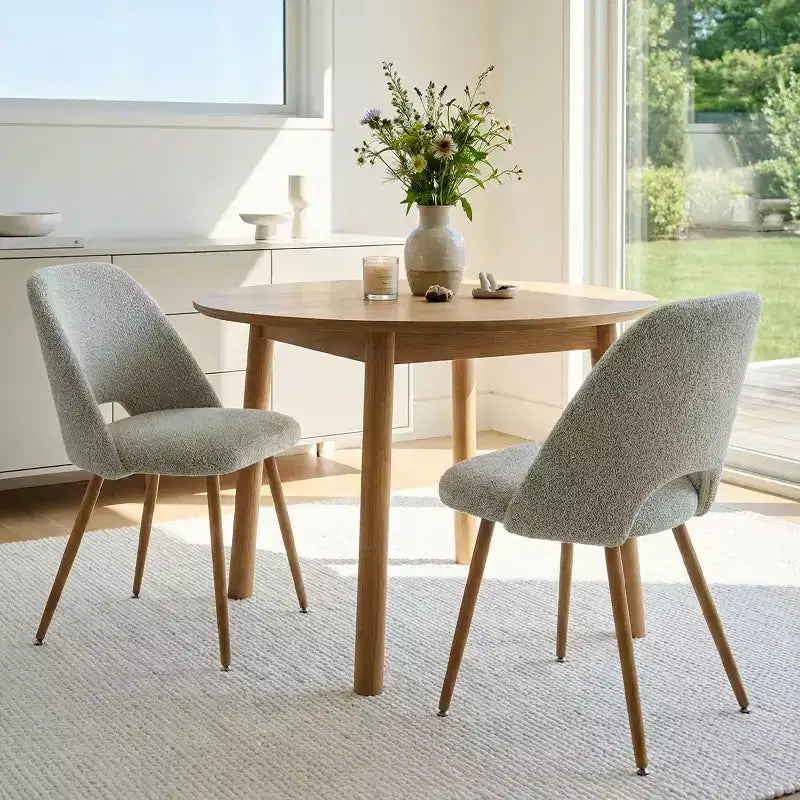 Boucl Upholstered Dining Chairs Set of 2, Modern Comfortable Kitchen Chairs with Curved Backrest and Metal Legs - Panipeachy