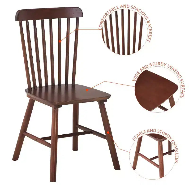 Set of 4 Farmhouse Solid Wood Dining Chairs with High Backrest, Vintage Side Chairs for Kitchen, Dining Room, or Living Room-Panipeachy